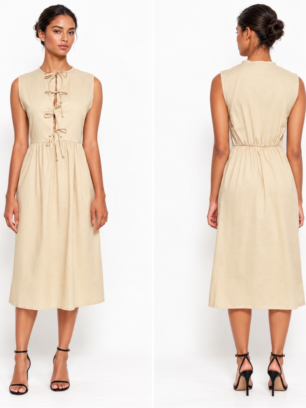 The Lulo Project Tie Front Midi Dress
